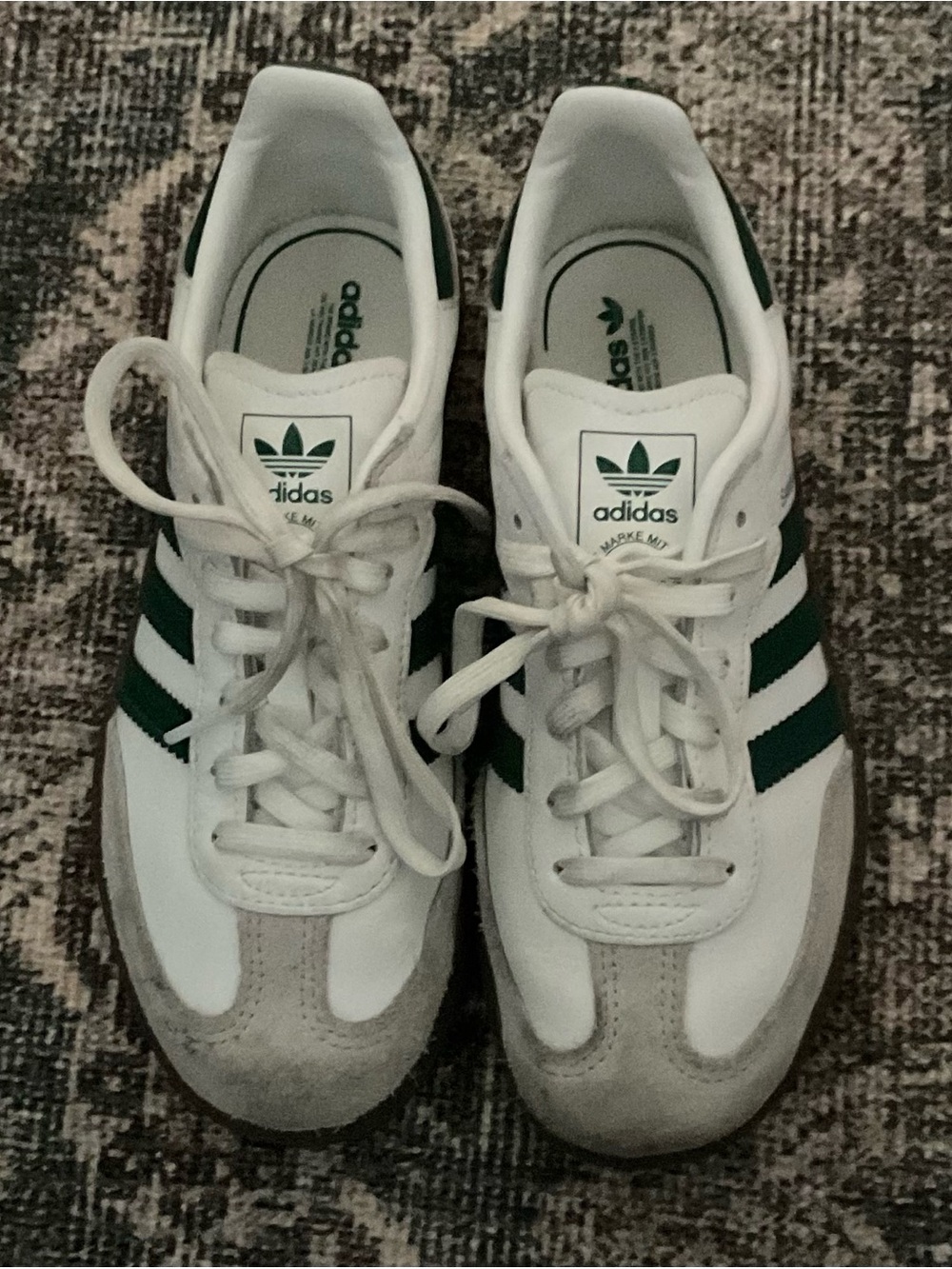 White and Green little boys adidas sambas